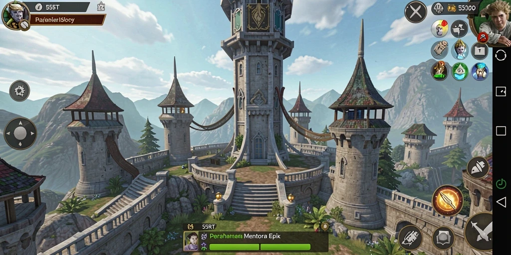 Tampilan menarik dari gameplay Tower Defense di 55RT.