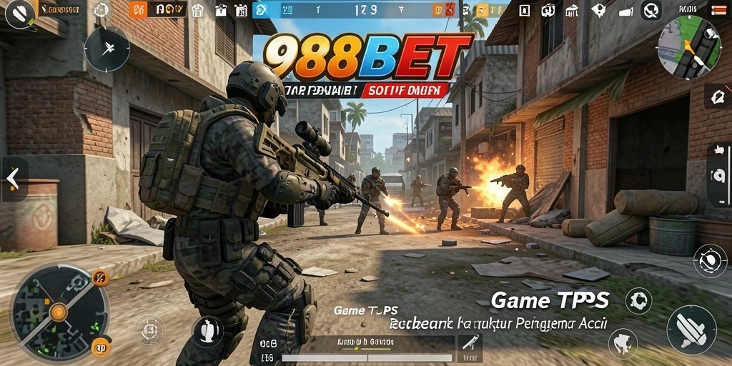 Screenshot gameplay 988BET menampilkan aksi pertempuran yang intens.