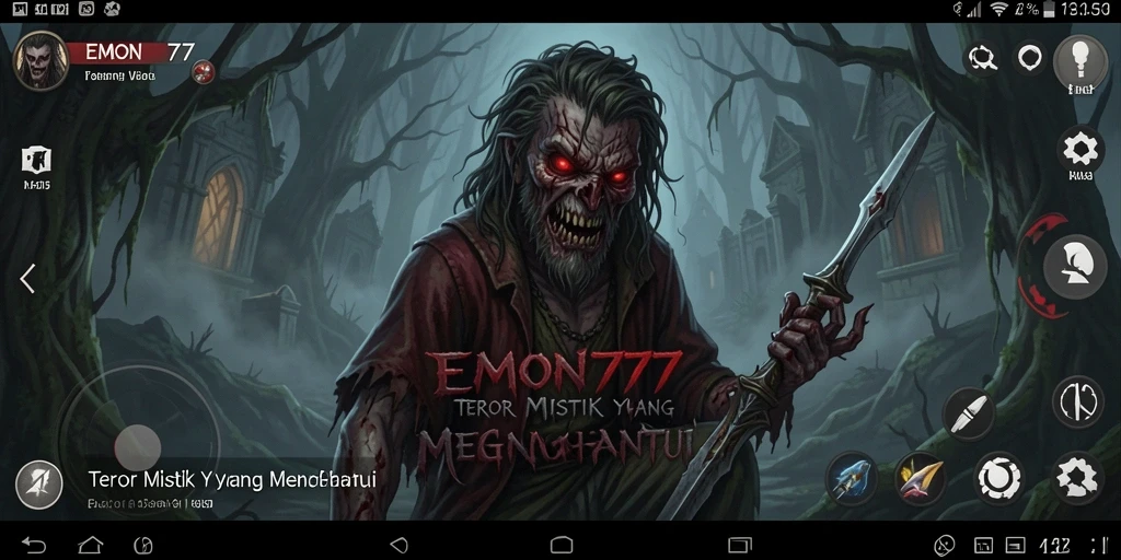 Tampilan gameplay mencekam dalam EMON777 dengan suasana horror yang mendalam.