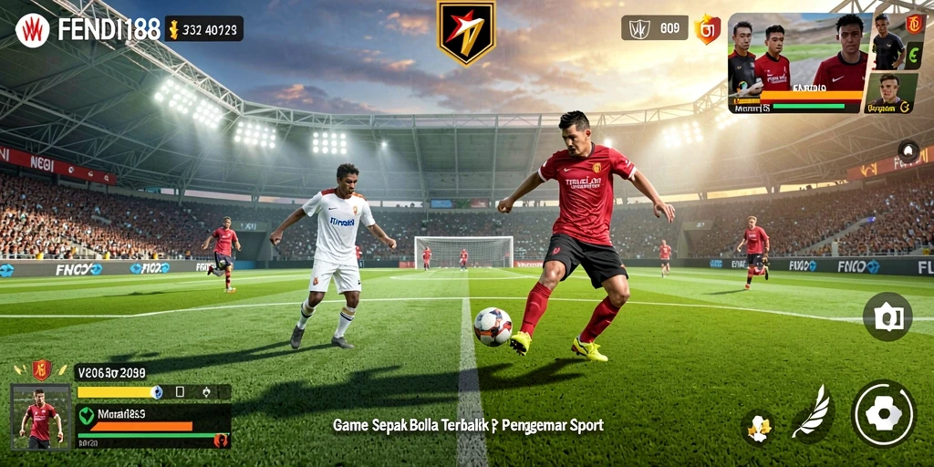 Screenshot FENDI188 menunjukkan aksi menegangkan di lapangan sepak bola.