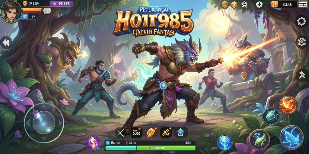 Tampilan gameplay epik dalam HOT985 dengan pertarungan yang dinamis.