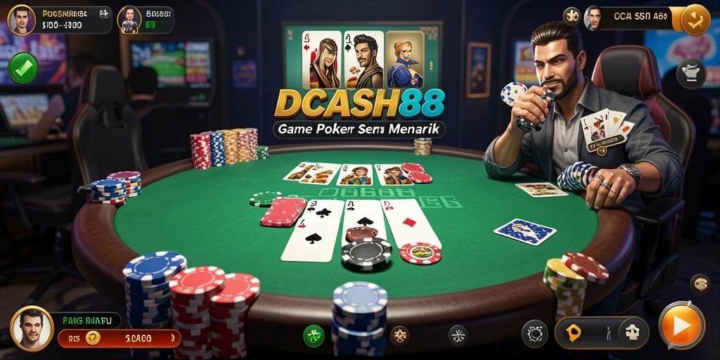 Screenshot gameplay IDCASH88 menampilkan aksi poker yang mendebarkan.