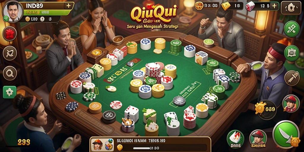 Tangkapan layar gameplay IND89 yang menampilkan suasana seru permainan QiuQiu.