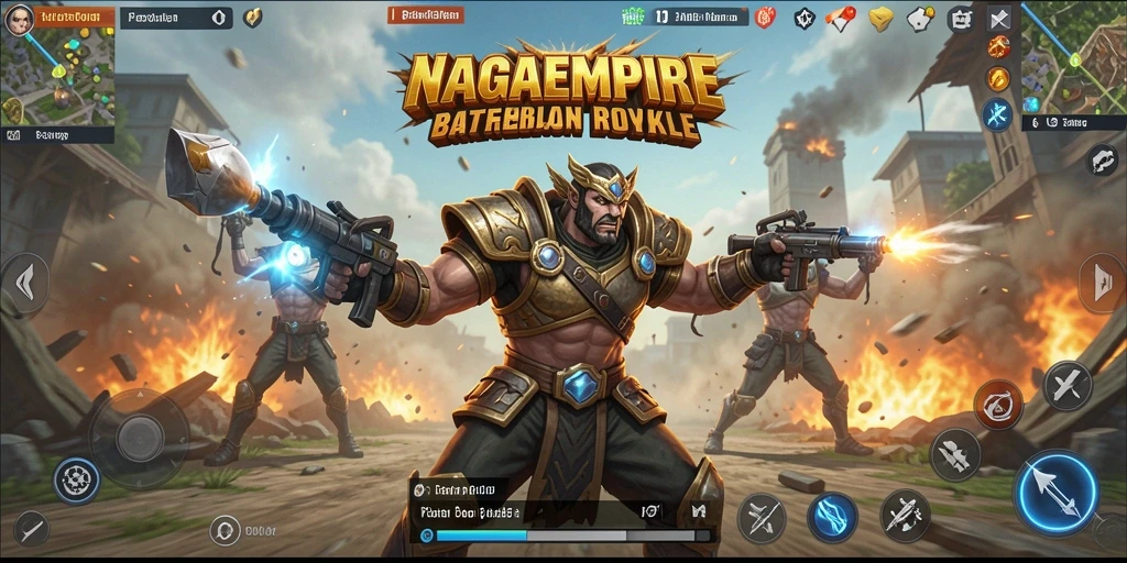 Tangkapan layar NAGAEMPIRE menampilkan aksi seru dalam pertempuran Battle Royale.