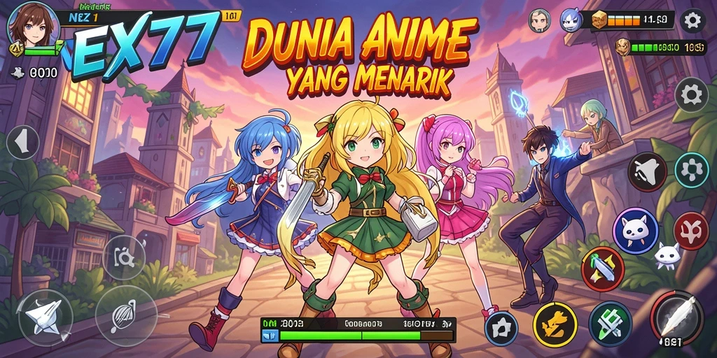 Tampilan gameplay NEX777 yang menarik dengan karakter anime.